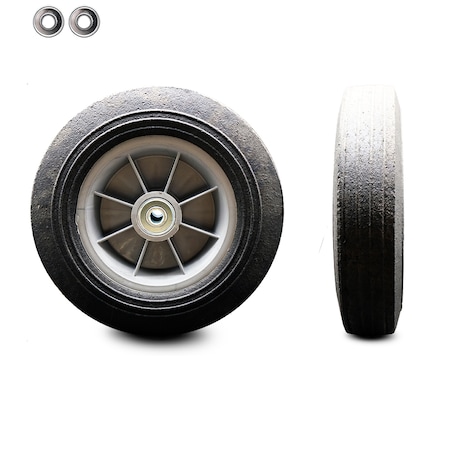 Service Caster 10" x 3" Flat Free Hand Truck Dolly Wheel Only w/2.25" Centered Hub&Ball Bearing SCC-SNB1030-CPR-2.25HL-BRGKIT